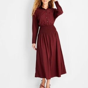 Future colletive elegant Burgundy Long Sleeve Dress